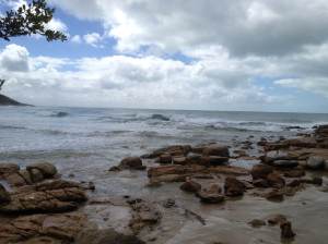 Waves crashing in to the bay - look small from this angle