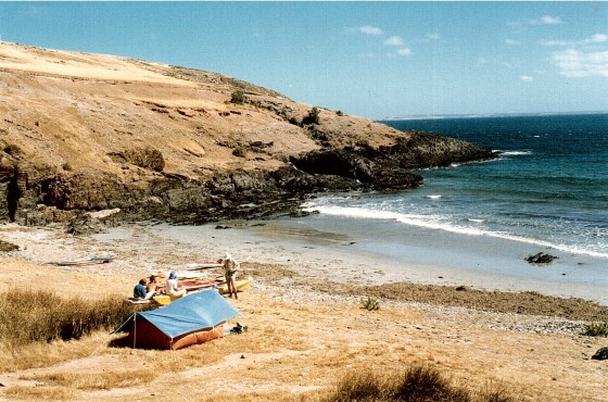 An early visit to the area. camped on a rocky beach near Yoho.