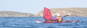 Michael paddling and sailing in calm conditions 