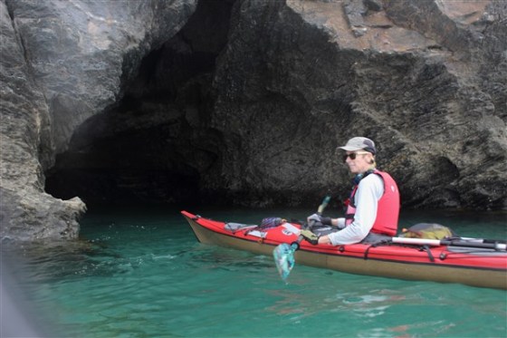 Shauna tries not to scratch the new kayak
